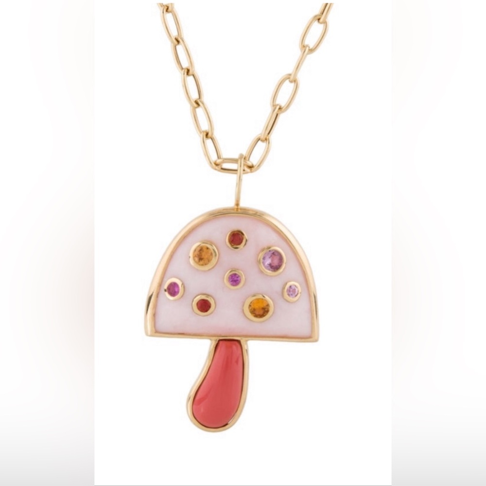 Brent Neale Look-alike Natural Gemstone and 14K Gold Mushroom- New